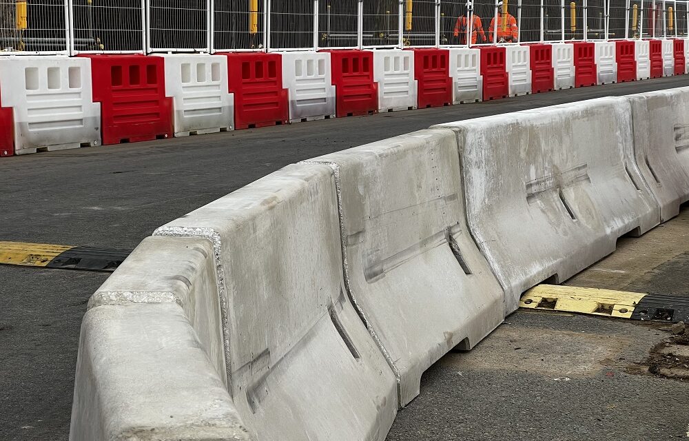 Concrete barriers help to keep workers constructing UK’s largest railway concourse safe